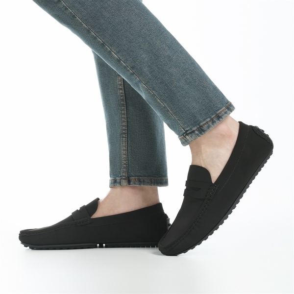 Men's Classic Moc Toe Suede Penny Loafers - BLACK - 7